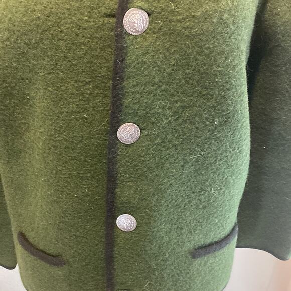 Vintage Men’s European Wool Hunting Jacket Very Thick EUC Sz Lg Green & Black - Picture 2 of 9